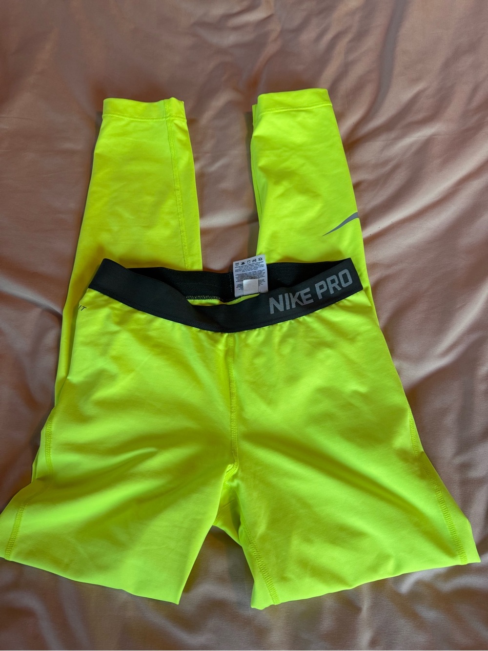 Nike Neon Lime Compression leggings with Black Waistband